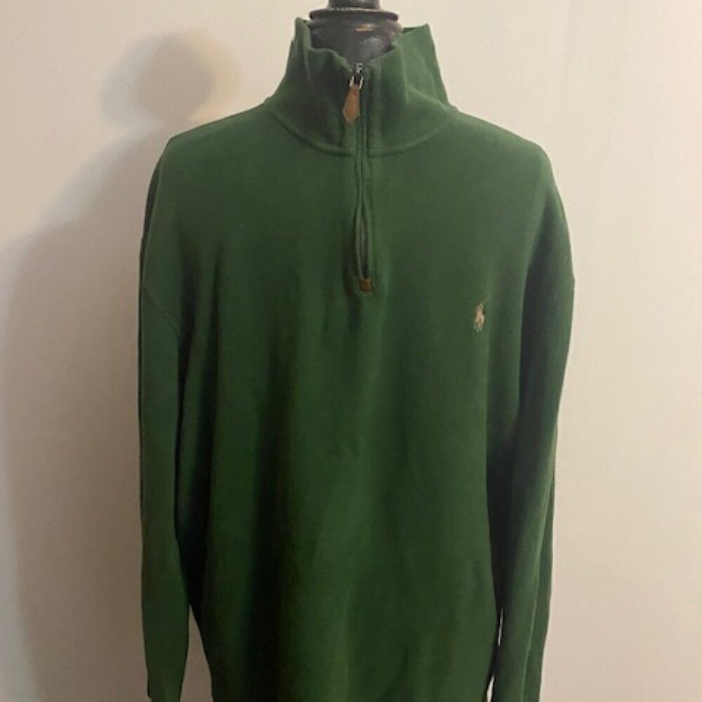 Polo by Ralph Lauren 1/4 zip Green Knit Turtleneck sweater, size XXL